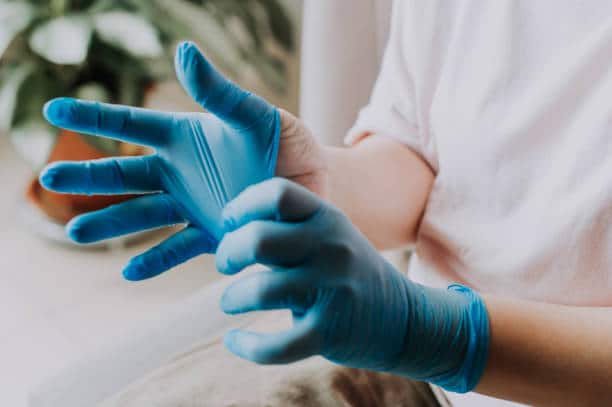 Gants de Protection stériles jetables Qualité Alimentaire Isolement Efficace Maladie infectieuse Pathogène 100 pièces/boîte XL Navy Blue 