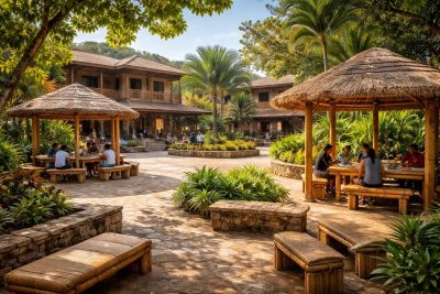 apprenez comment décorer un campus universitaire à madagascar en utilisant des matériaux locaux et du mobilier durable pour allier authenticité et résistance.