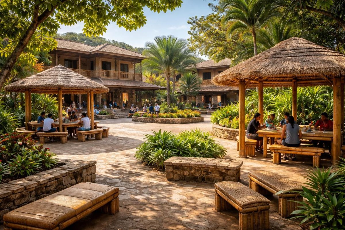 apprenez comment décorer un campus universitaire à madagascar en utilisant des matériaux locaux et du mobilier durable pour allier authenticité et résistance.